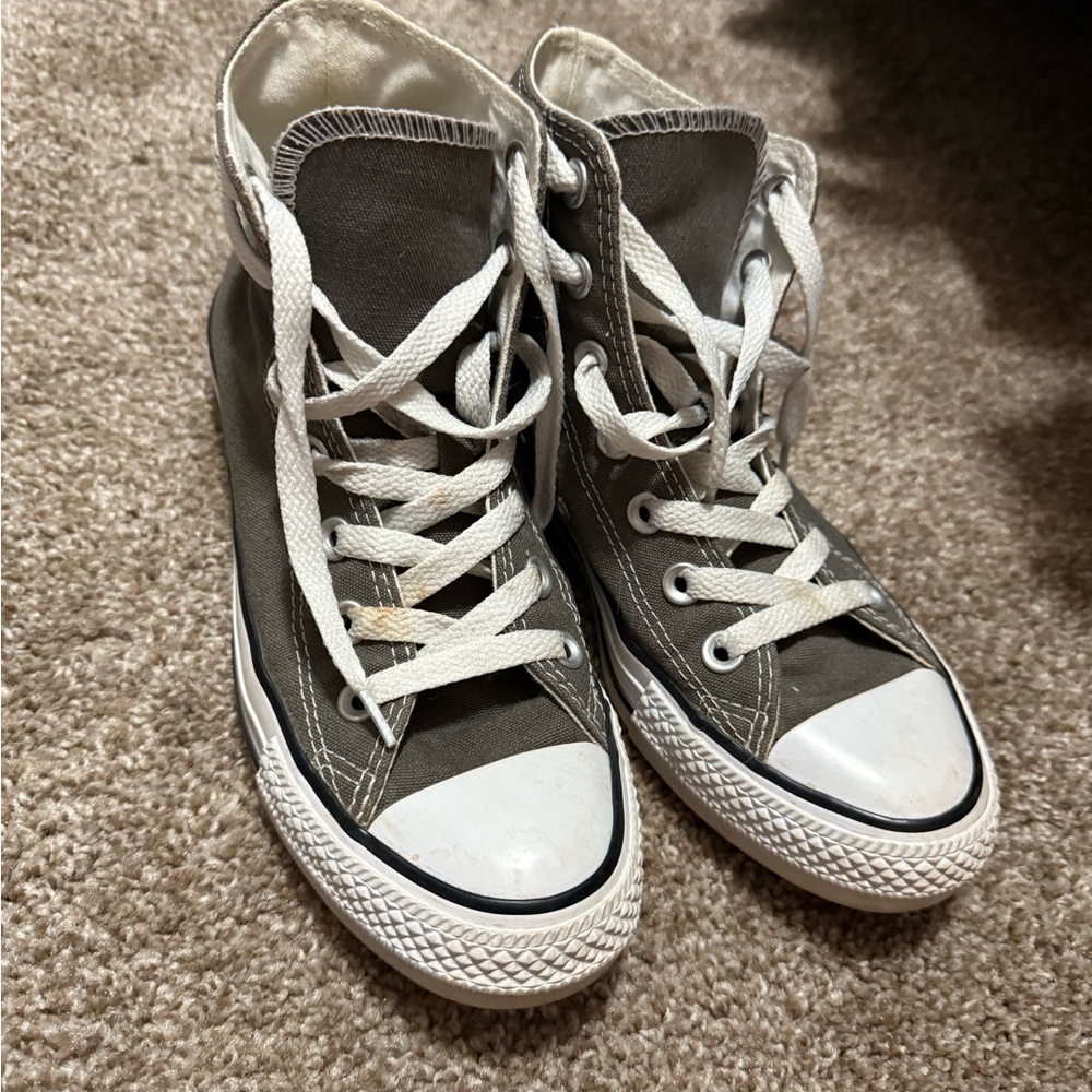 Converse Gray High-Top Sneakers with White Accents